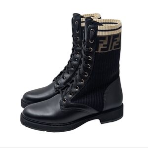 Fendi Black and Tan Combat Boots